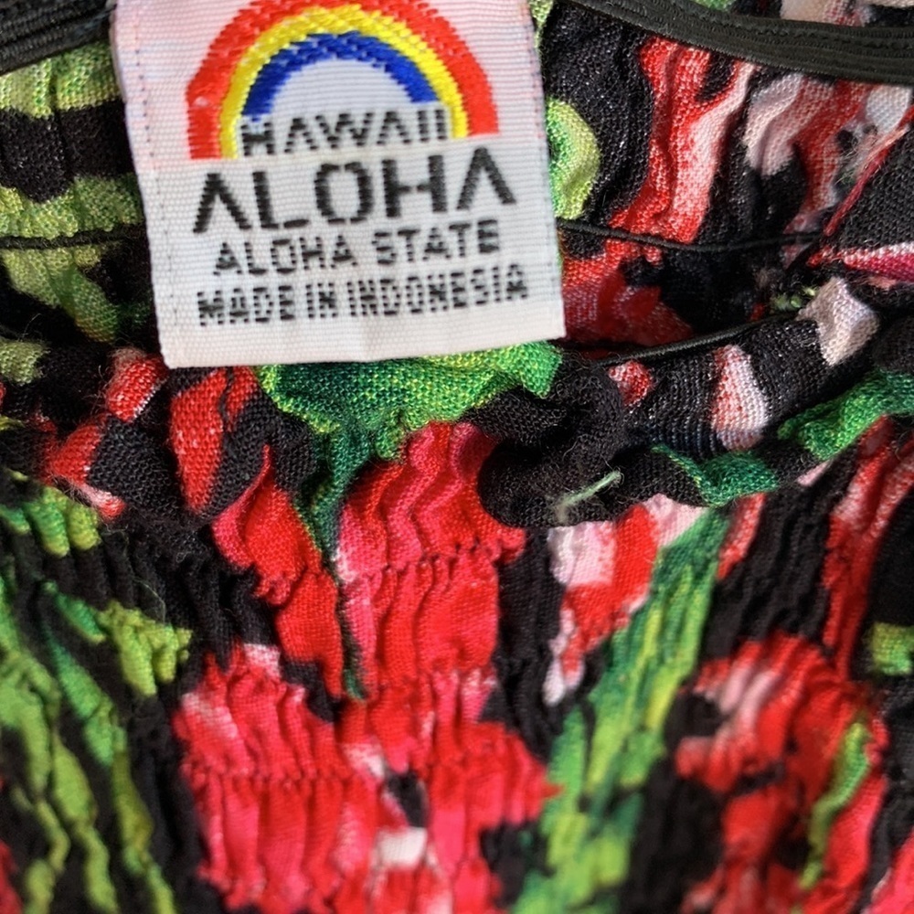 Hawaii Aloha Floral Tie at Shoulder Knee Length Dress sz OS - Picture 3 of 5